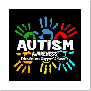 Autism Awareness Educate Love Support Advocate Posters and Art